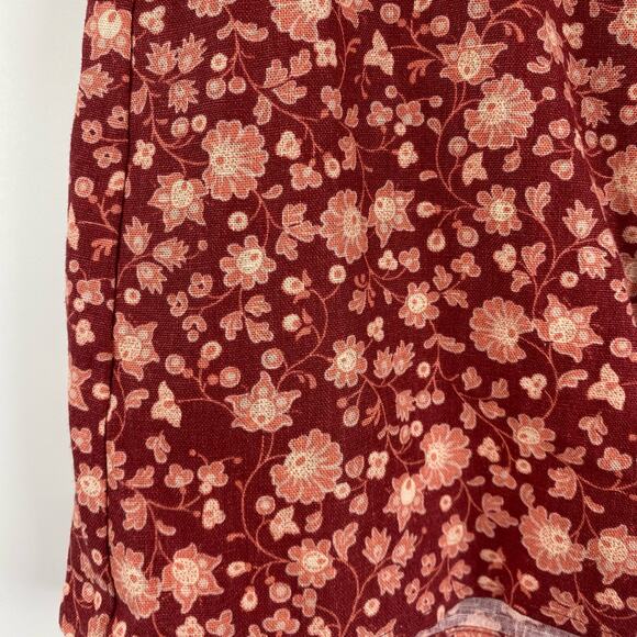 Loft Faux Wrap Floral Mini Skirt Linen Blend Crimson Red Womens Size 4 - Picture 11 of 11